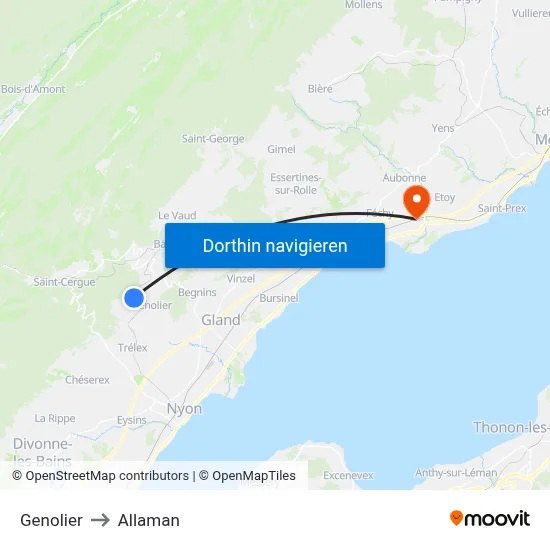 Genolier to Allaman map