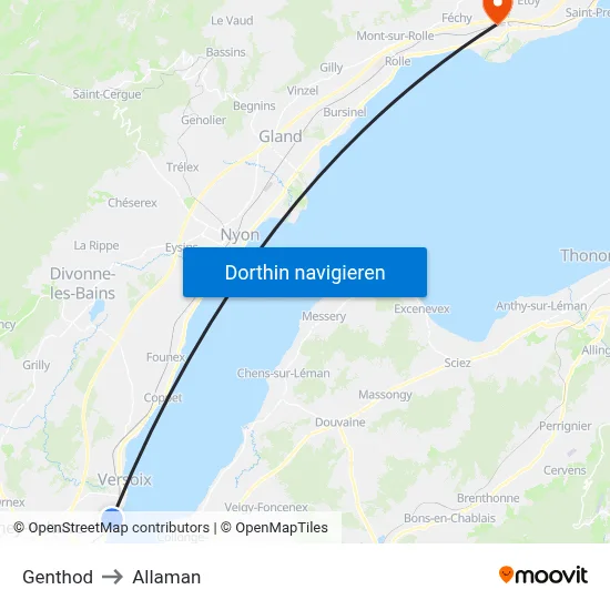 Genthod to Allaman map