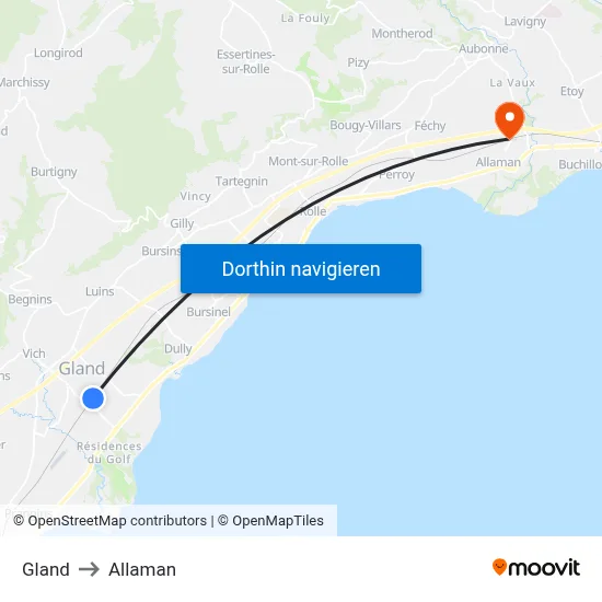 Gland to Allaman map