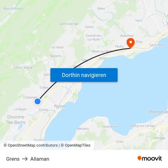 Grens to Allaman map