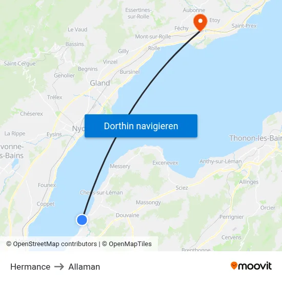 Hermance to Allaman map
