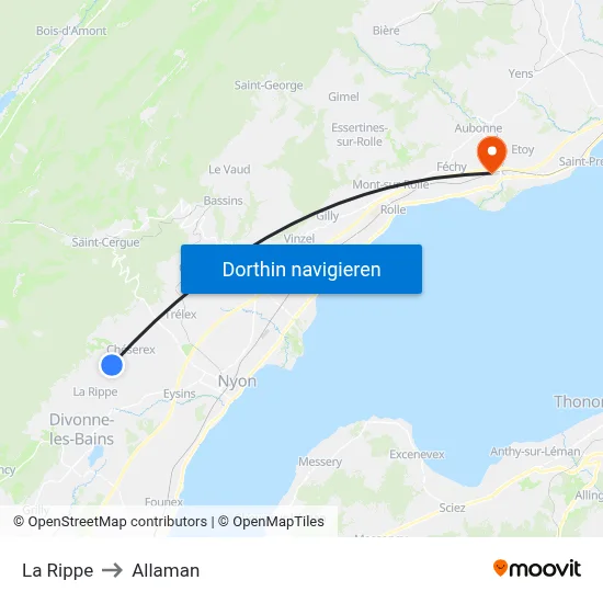 La Rippe to Allaman map