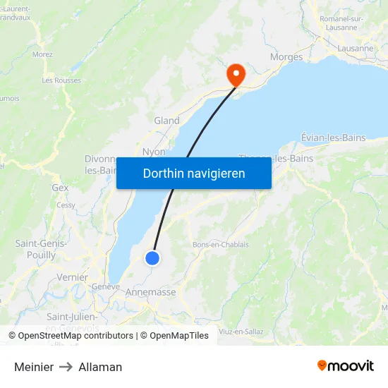 Meinier to Allaman map
