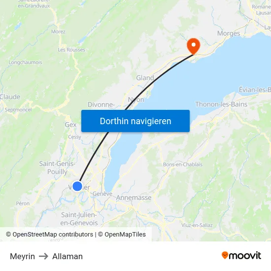 Meyrin to Allaman map