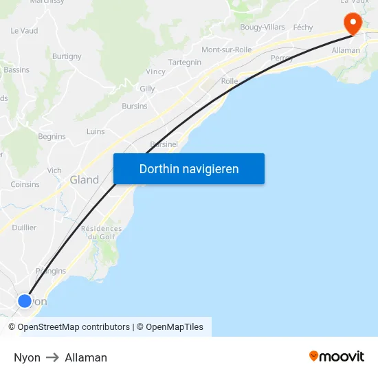 Nyon to Allaman map