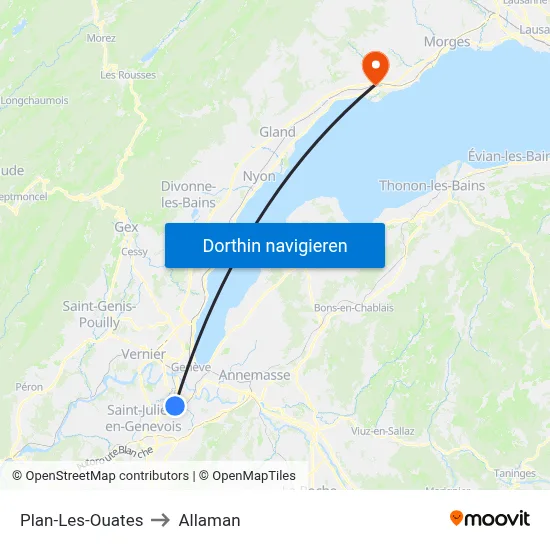 Plan-Les-Ouates to Allaman map