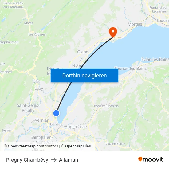 Pregny-Chambésy to Allaman map