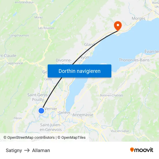 Satigny to Allaman map