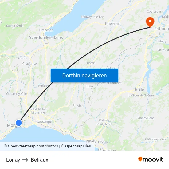 Lonay to Belfaux map
