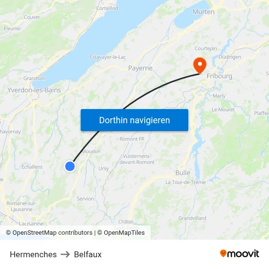 Hermenches to Belfaux map