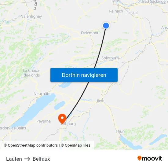 Laufen to Belfaux map