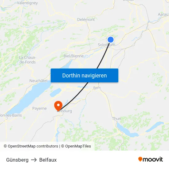 Günsberg to Belfaux map