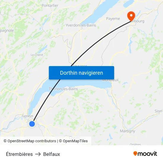 Étrembières to Belfaux map