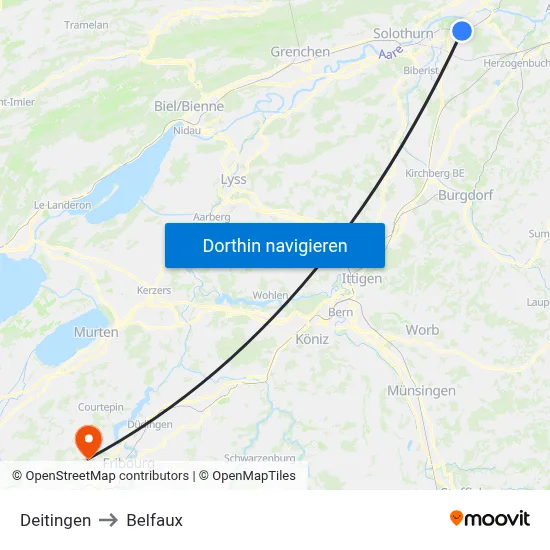 Deitingen to Belfaux map
