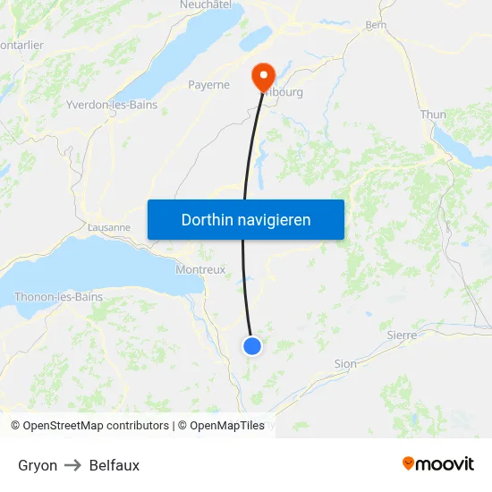 Gryon to Belfaux map