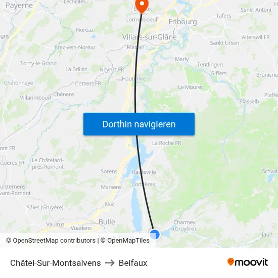 Châtel-Sur-Montsalvens to Belfaux map