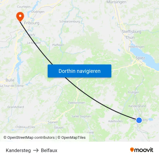 Kandersteg to Belfaux map