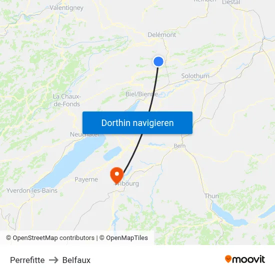 Perrefitte to Belfaux map