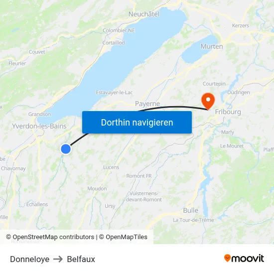 Donneloye to Belfaux map