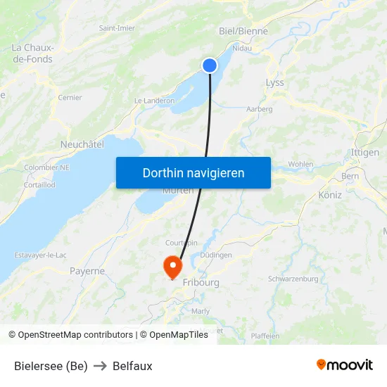 Bielersee (Be) to Belfaux map