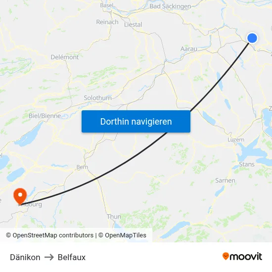 Dänikon to Belfaux map