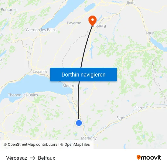 Vérossaz to Belfaux map