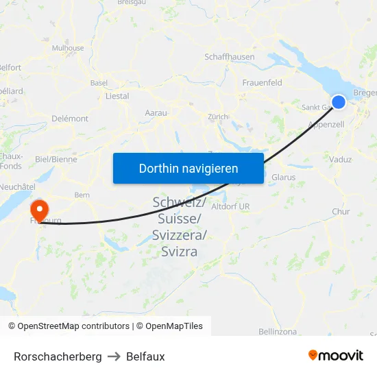 Rorschacherberg to Belfaux map