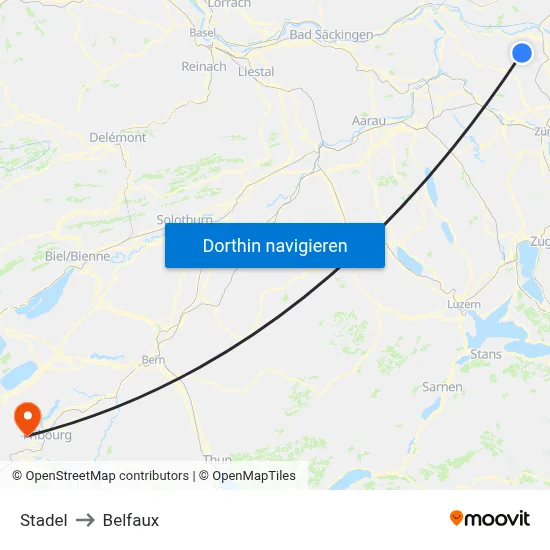 Stadel to Belfaux map
