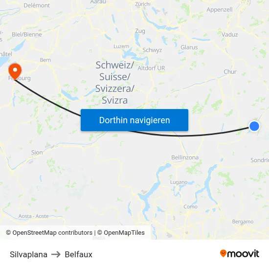 Silvaplana to Belfaux map