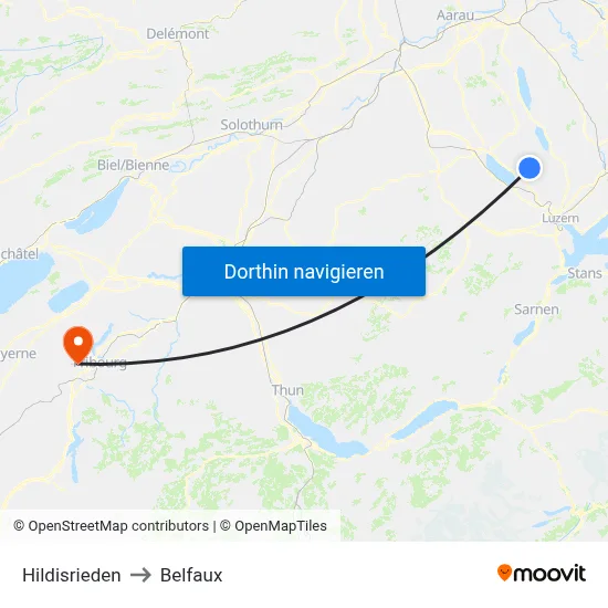 Hildisrieden to Belfaux map