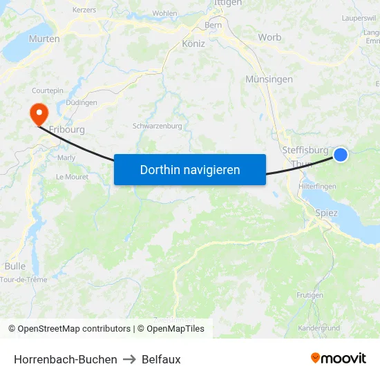 Horrenbach-Buchen to Belfaux map