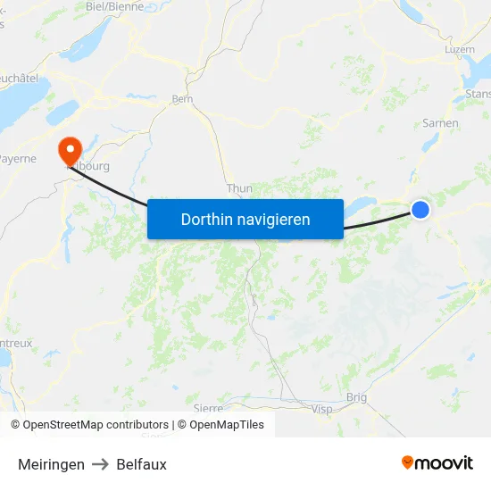 Meiringen to Belfaux map