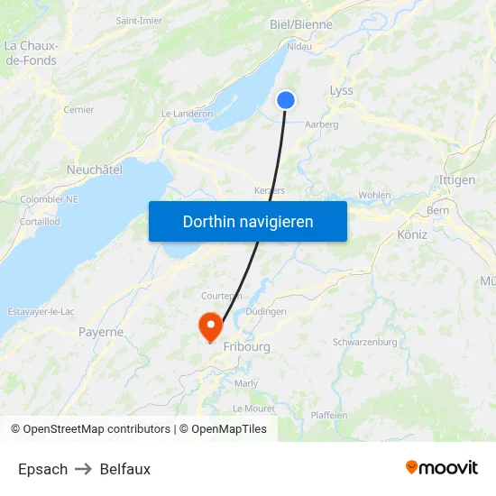 Epsach to Belfaux map