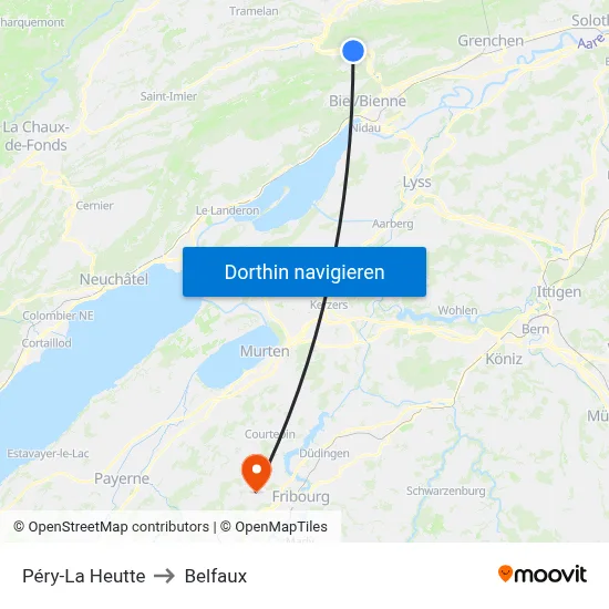 Péry-La Heutte to Belfaux map