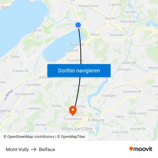 Mont-Vully to Belfaux map