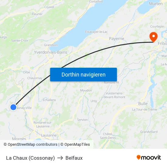 La Chaux (Cossonay) to Belfaux map