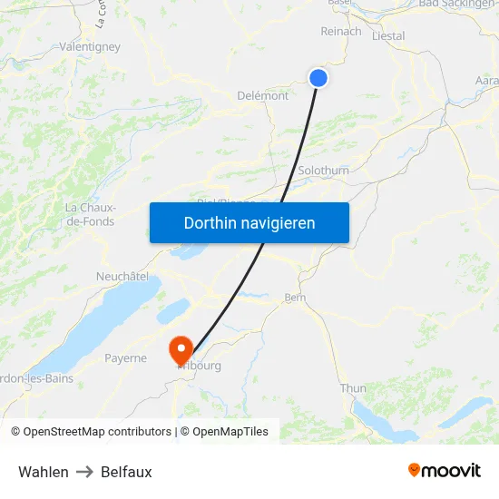 Wahlen to Belfaux map