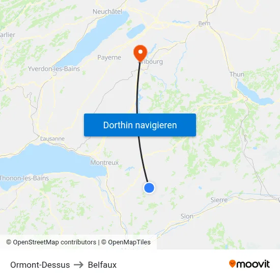 Ormont-Dessus to Belfaux map