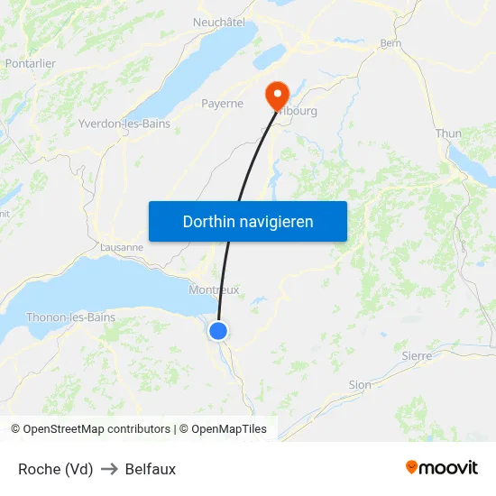 Roche (Vd) to Belfaux map