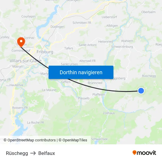 Rüschegg to Belfaux map