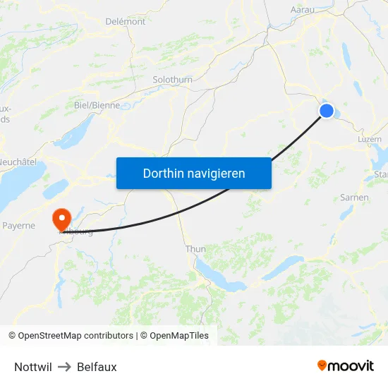 Nottwil to Belfaux map