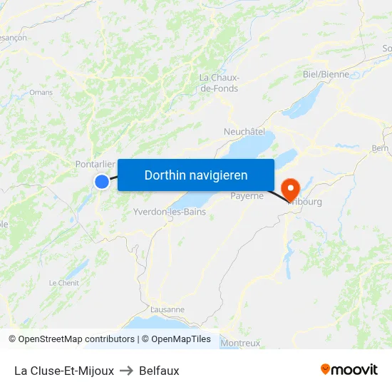 La Cluse-Et-Mijoux to Belfaux map