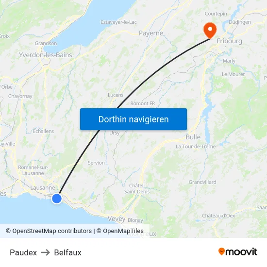 Paudex to Belfaux map
