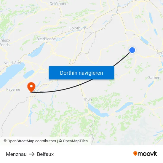 Menznau to Belfaux map