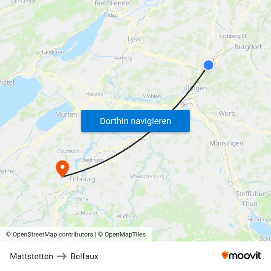 Mattstetten to Belfaux map
