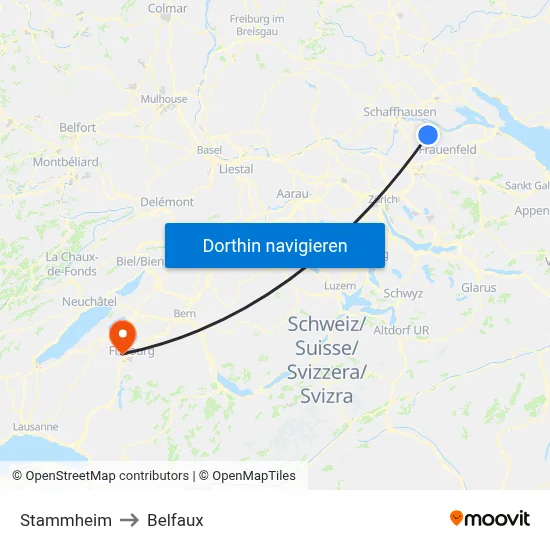 Stammheim to Belfaux map
