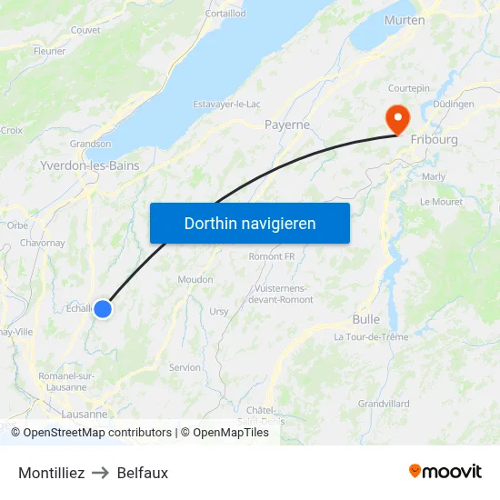 Montilliez to Belfaux map