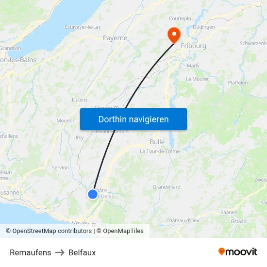 Remaufens to Belfaux map