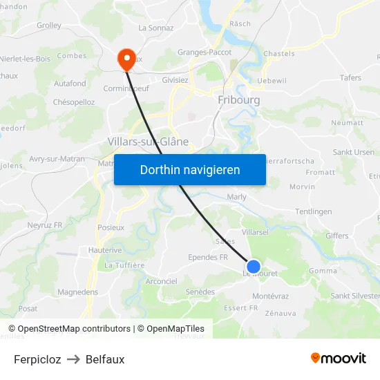 Ferpicloz to Belfaux map