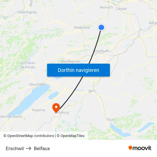 Erschwil to Belfaux map